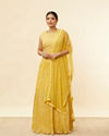 Crayola Yellow Foil Print Sequin Work Lehenga